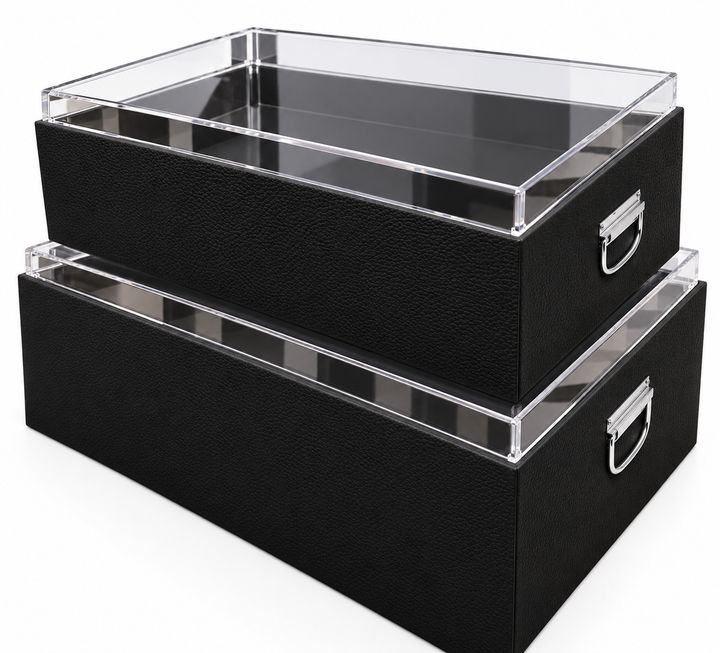 Annie-L trunks in black with clear acrylic covers