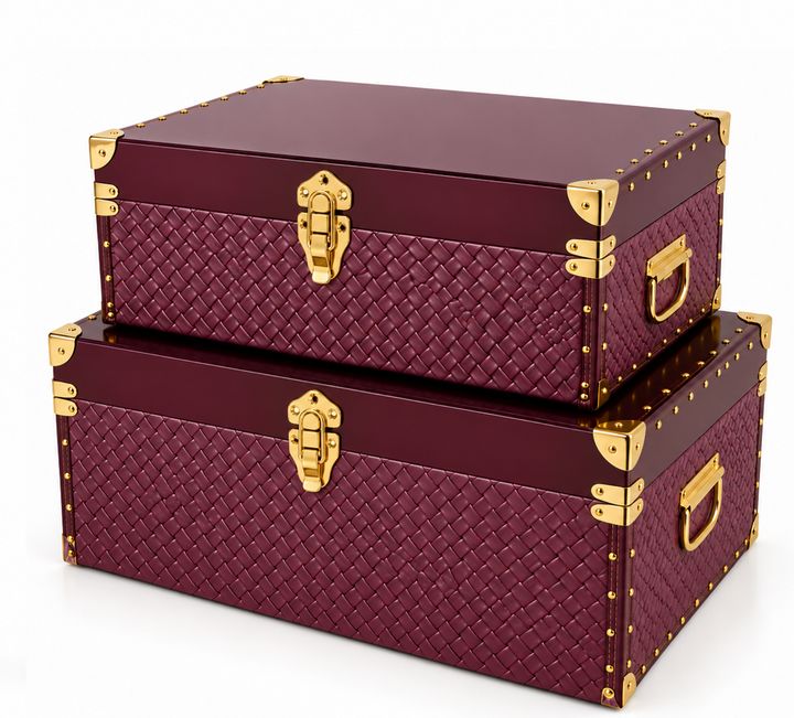 Marie luggage-style trunks in burgundy