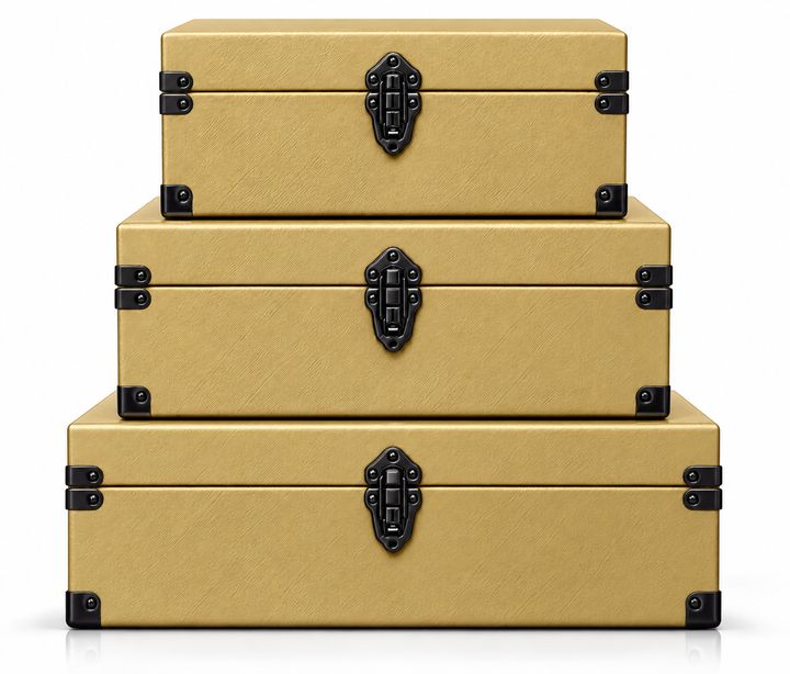 Marie luggage-style trunks, set of three in gold