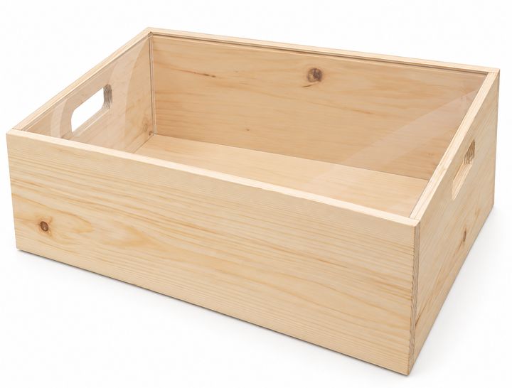 Olly pinewood crate, open